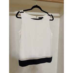 White House Black Market Women's Colorblock Sleeveless Boat Neck Blouse M